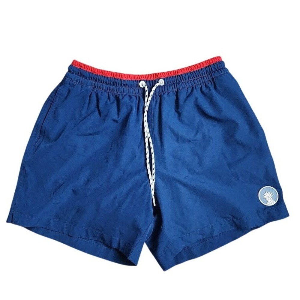 CHUBBIES Classic Swim Trunks Blue Red Lined Beach Shorts Small